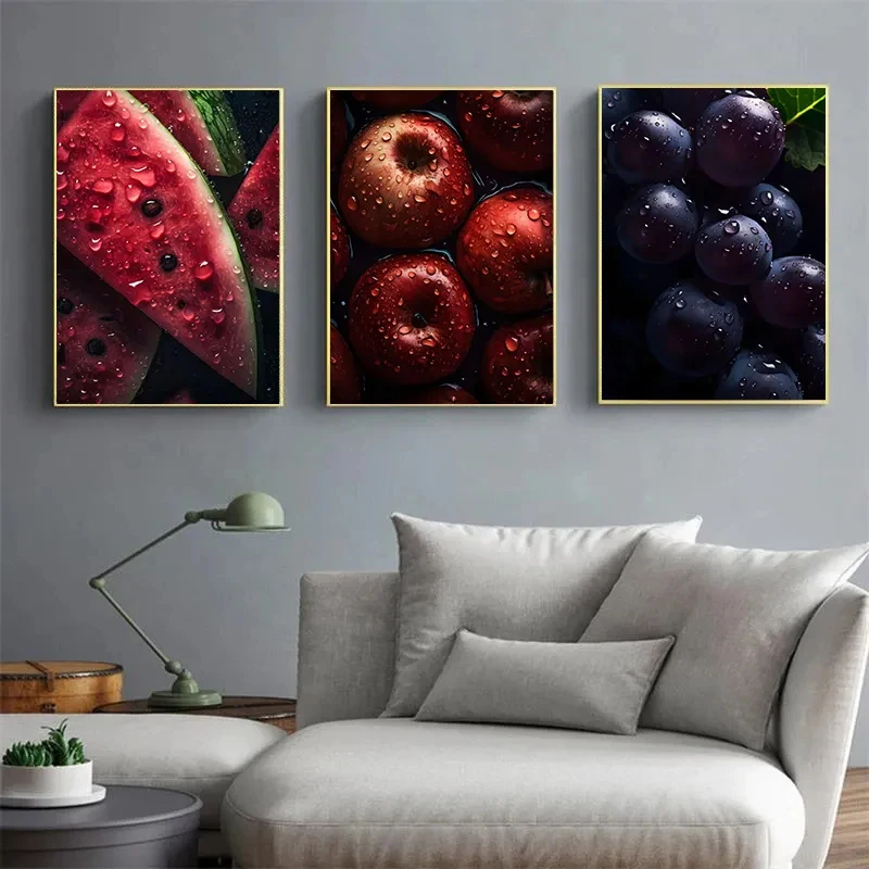 Tasty Fruit Kitchen Canvas Paintings Watermelon Banana Apple Lemon Poster Wall Art Pictures for Home Kitchen Decor Cuadros