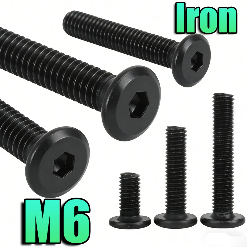 10Pcs M6 Black Iron…