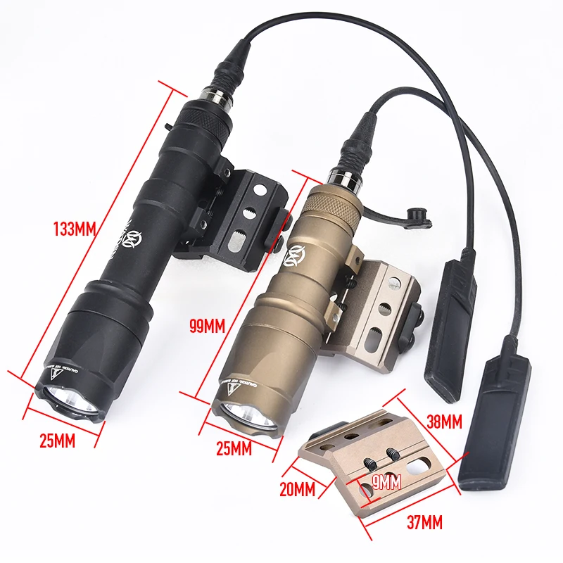 WADSN SF Surefir M600 M300 M600C M300A Airsoft Powerful Flashlight Tactical Scout Rifle Gun Weapon LED Light With Offset Base