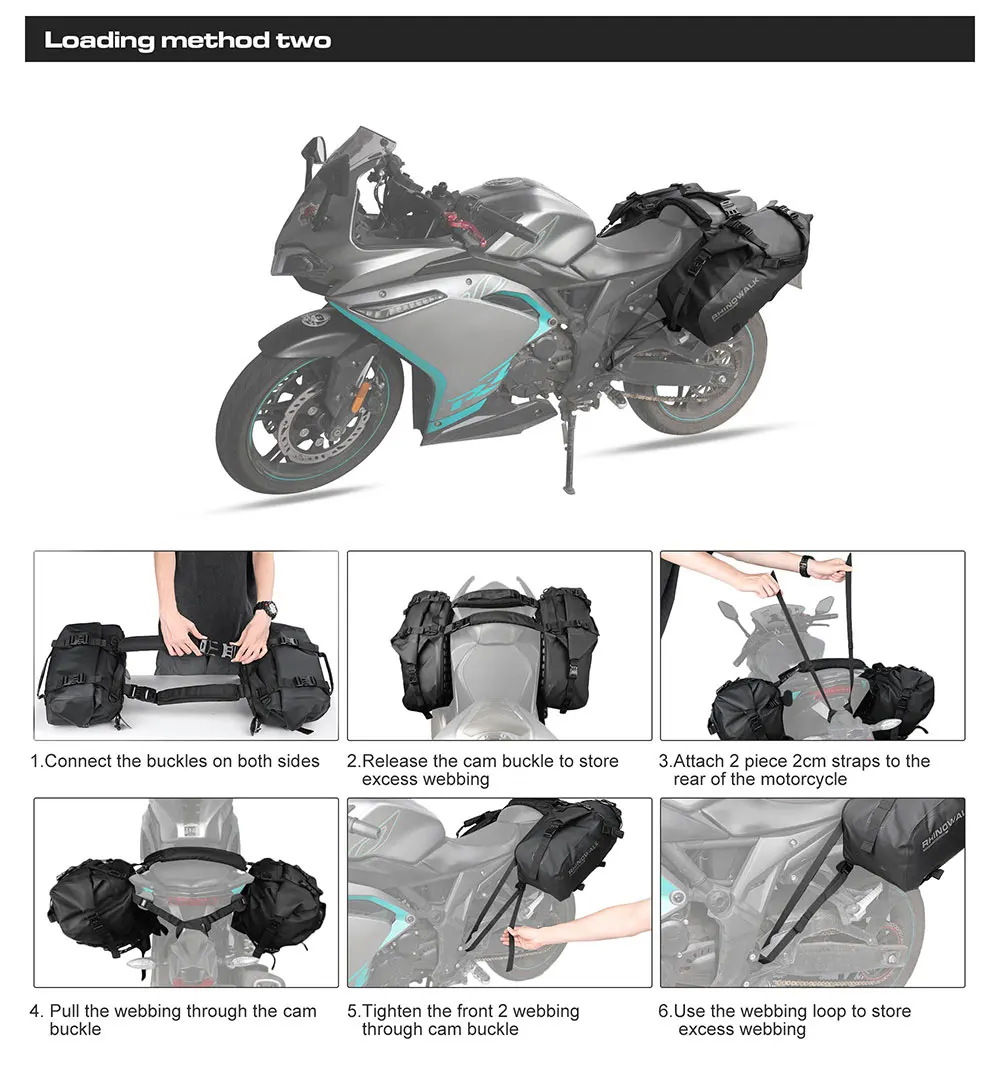 

Rhinowalk Motorcycle Bag 2 Pcs 100%Waterproof 28L Universal Fit Motorcycle Pannier Bag Saddle Bags Side Storage Luggage