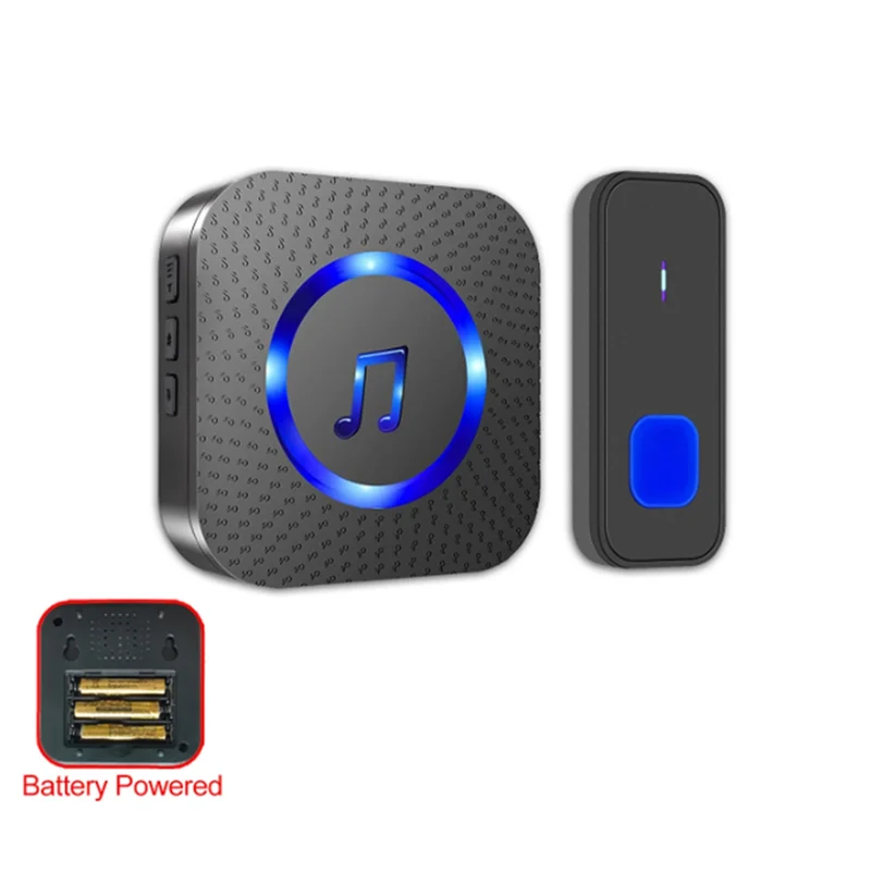 ABJF-ワイヤレスドアベルキット IP55 防水ワイヤレスドアベル 1300 フィート/400 メートルリモートドアベル 55 チャイム 5 ボリューム、家庭教室用