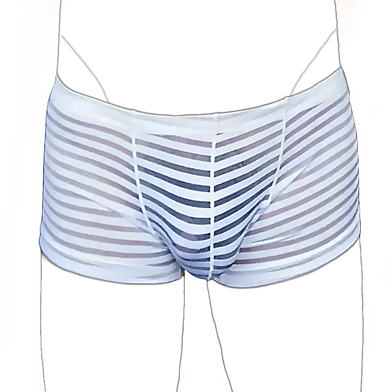 

Mens Pouch Underwear Mesh Breathable Panties Ropa Interior Hombre Boxer Perspective Stripe Cuecas Masculino Juguetes Sexo Hombre