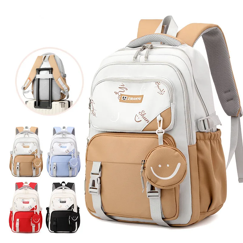 

Smile School Bag With Purse for Boys Multifunctional Cartoon Pattern Kids Satchels Orthopedic Backpack Children Student Mochila