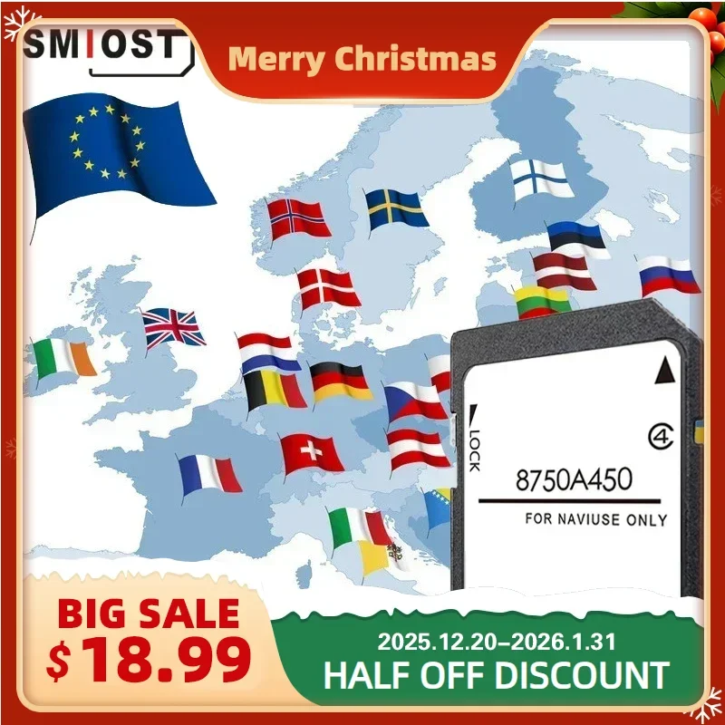 

SMIOST for L200 Pajero Outlander Car Memory Card GPS for Mitsubishi 8750A450 MMCS Navigation 16GB Europe Maps Update Data 2021