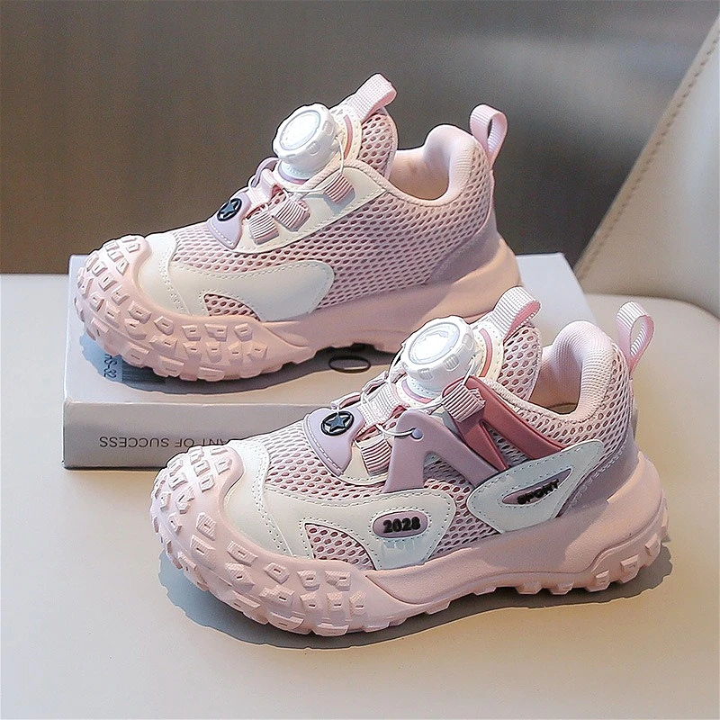 

New Girls Breathable Mesh Sports Shoes Cute Fashion Design Lightweight Soft Kid Athletic Footwear Non-slip Children Casual Shoes