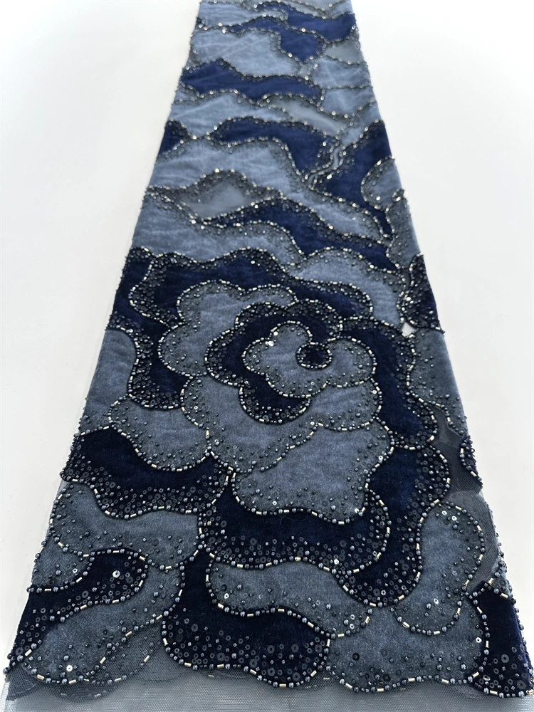 African Lace Fabric 2025 High Quality Nigerian Lace Fabric Velvet Laser Embroidery Swiss Voile Cord Lace For Wedding 5Yards