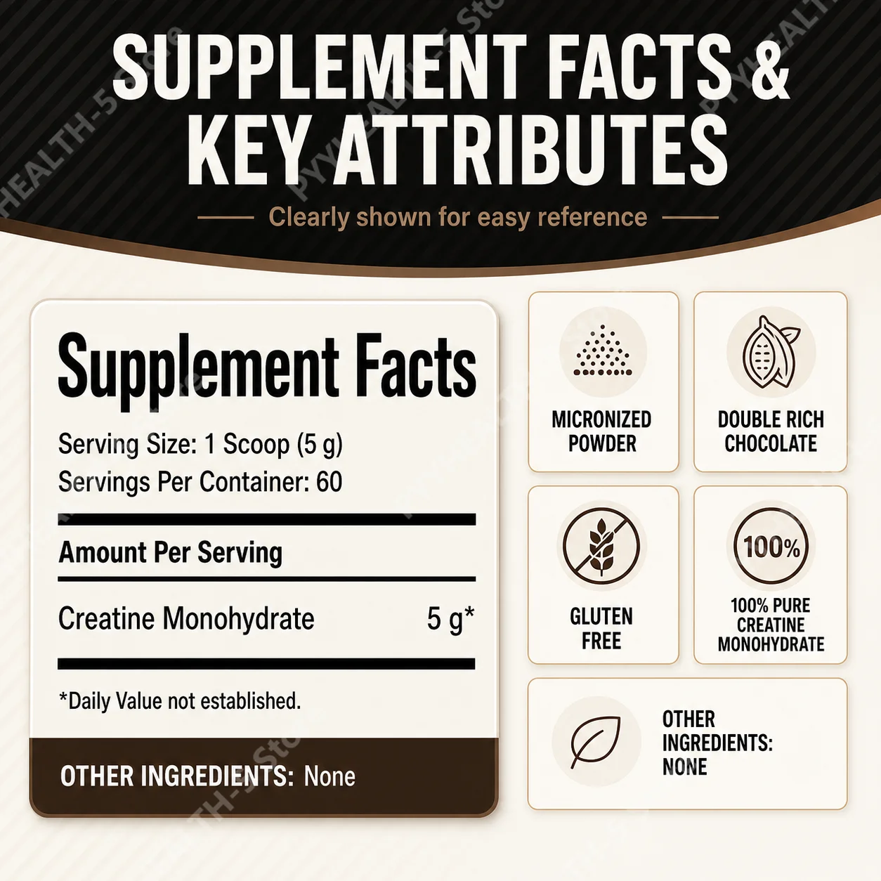 Creatine Monohydrate Powder 10.6 OZ Chocolate Flavor Sports Nutrition Support Athletic Performance Post‑Workout Muscle Recovery