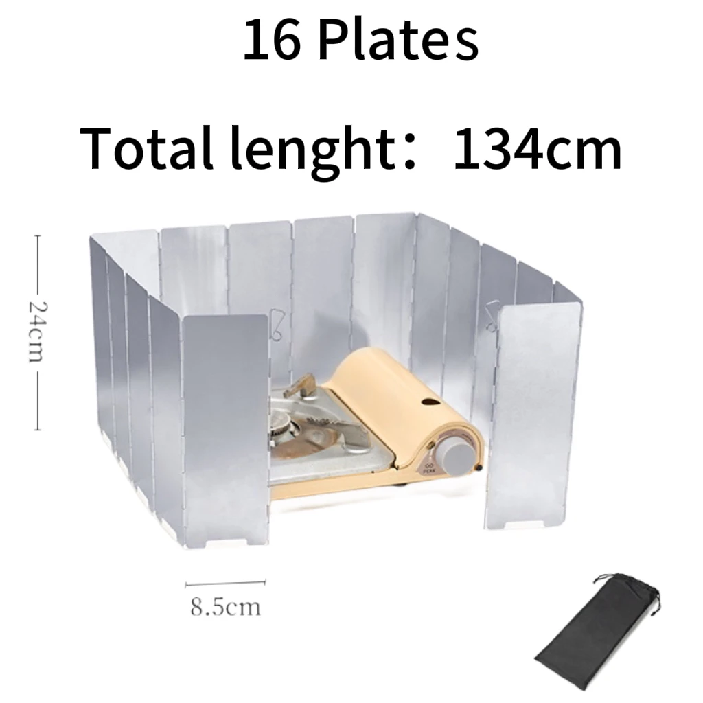 8/10/12/14/16 Platen Kachel Voorruit Aluminium Kachel Windscherm Met Trekkoord Tas Voor Camping Brander Winddicht Scherm