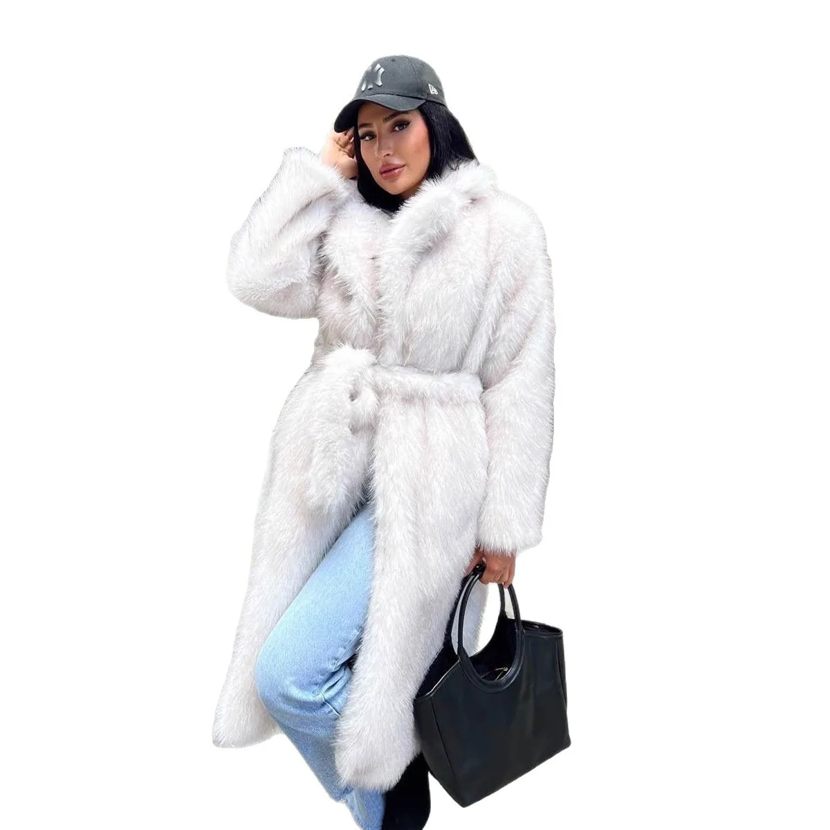 

Имитация меховой шубы, женская длинная теплая шуба из искусственного меха, однотонная.