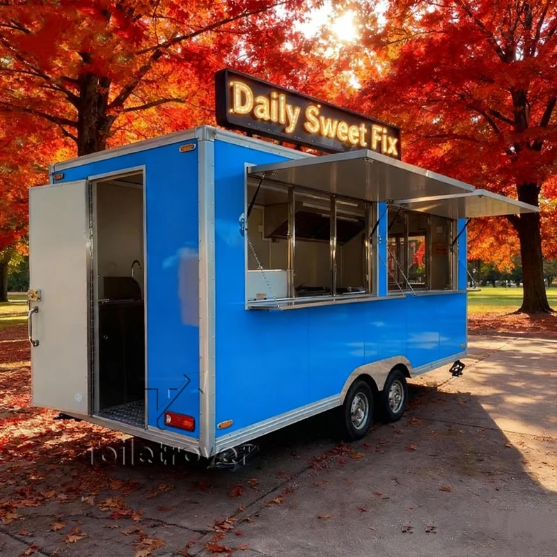 

Commercial Custom Unique Hot Dog French Fries Tacos Hamburger Food Truck Mobile Kitchen Food Trailer For Sale