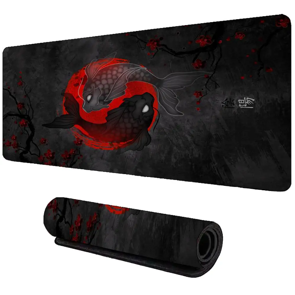

Koi Yinyang Черно-красный коврик для мыши Большой резиновый противоскользящий коврик для ПК Настольные аксессуары Коврик для мыши для офисов и геймеров Коврик для декора клавиатуры