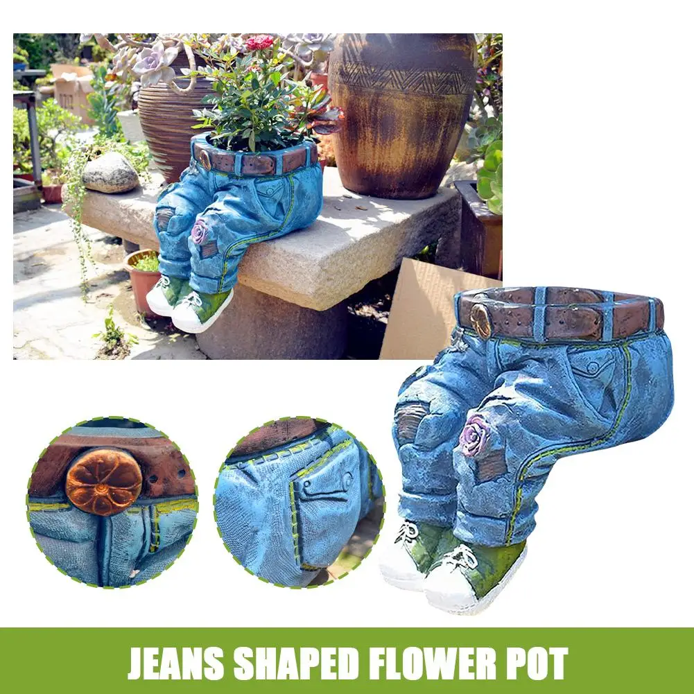 

Garden Art Jeans Garden Decoration Ornaments Flower Pots Succulents Resin Handicrafts Ornaments For Garden Planting Flower N9S1