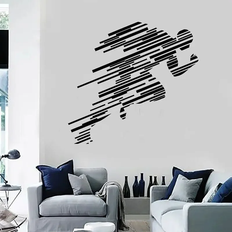 Runner Wall Sticker Running Sport Fitness Wall Sticker Gym Interior Wallpaper Home Decor Wall Art Murals Room Poster Decoration