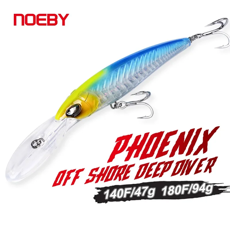 NOEBY Trolling Minnow Fishing Lure 140mm/47g 180mm/94g Offshore Deep Diver Lures Reinforced Fish Bone Big Game Fishing Hard Bait