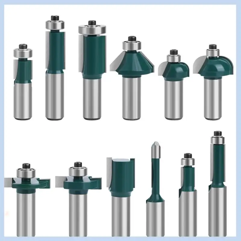 

AS63-35PCS 1/2 Inch Woodworking Router Bit Set Milling Cutter Bits Straight Engraving Machine Tool Silver&Dark Green