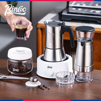 Bincoo Straight Stainless Steel Moka Pot Concentrated Extraction Electric Ceramic Stove Heated Base Coffee Pot Italian Home 220V