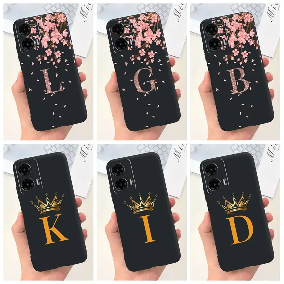 For Motorola Moto G35 5G Case 2024 Lovely Crown Flower Letters Soft Silicone Couple Phone Cases For Moto G35 G 35 MotoG35 Bumper