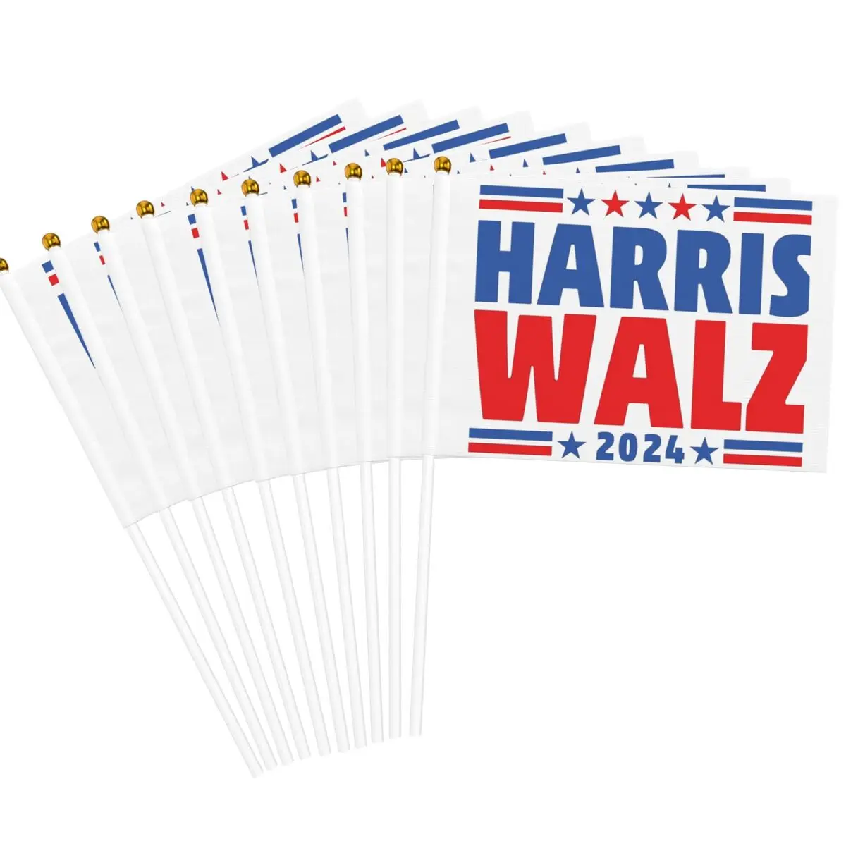 10 Pack 5.5x8.3 Inch Kamala Walz 2024 Election Flags on Stick Handheld Flags Design for Outdoors Activity