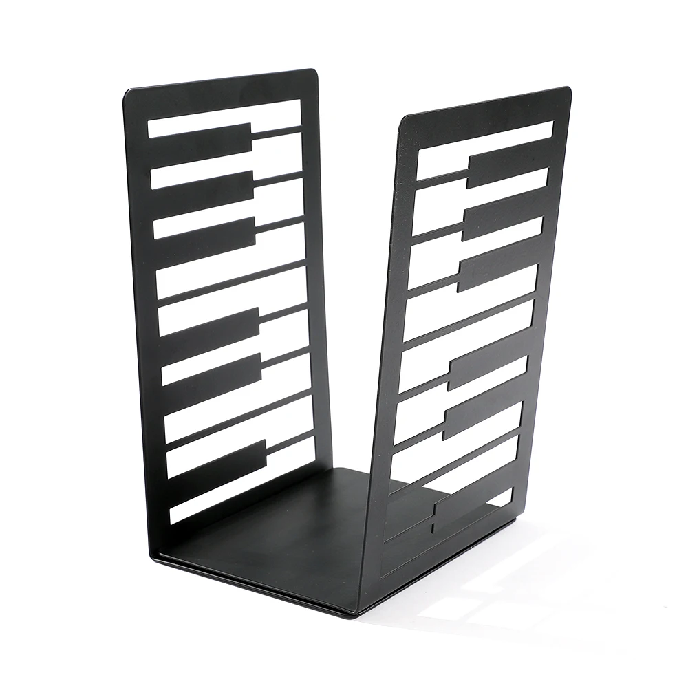 Imagem -05 - Black Piano Key Bookends Heavy Duty Iron Bookends Rack de Armazenamento Home Desk Racks Book Lovers Organizer Desktop Tools Pcs