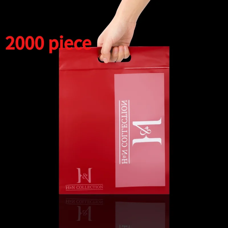 20 00piece.Custom.Custom Logo Printed Fold Plastic Black Die Cut Handle Carry Shopping Packaging Bags Boutique Retail Shoppi