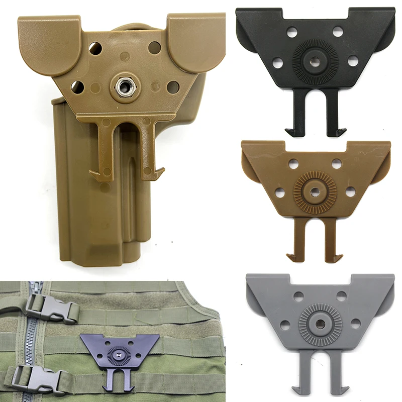 Tactical Gun Holster Adapter, Molle Attachment Plate, Pistola Case, Glock 17, 19, M9, Kit de Desconexão Rápida, Rotação 360