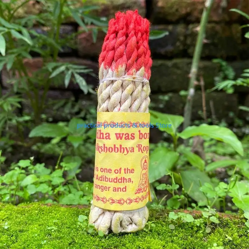 77JB Népal Corde à base plantes à main 25 faisceau blanc Bouddha Encens String pour maison chambre à coucher