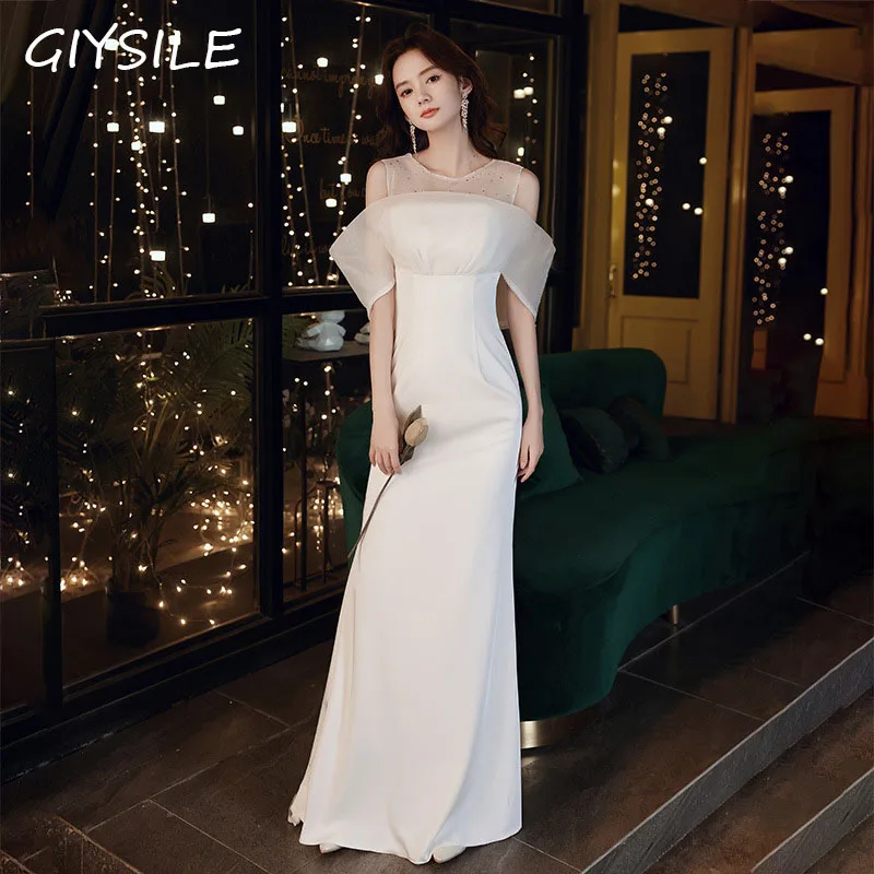 

White Dress Fishtail Skirt Long Luxury Evening Dress Elegant and Dignified French Style Party Dresses Women Evening 3 colors