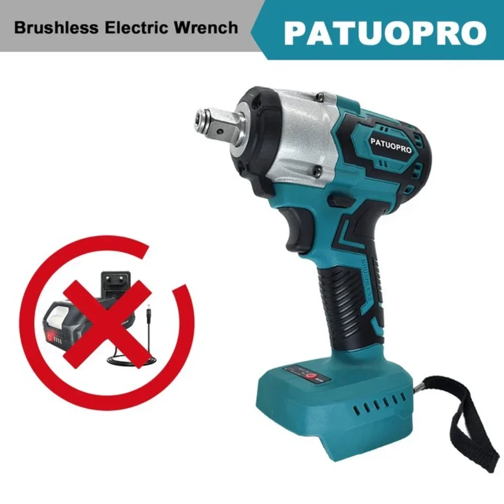 Chave de Impacto sem Escova Polegada Chave Elétrica Recarregável sem Fio Ferramenta Elétrica Doméstica para Makita 18v Bateria sem Bateria 500n.m