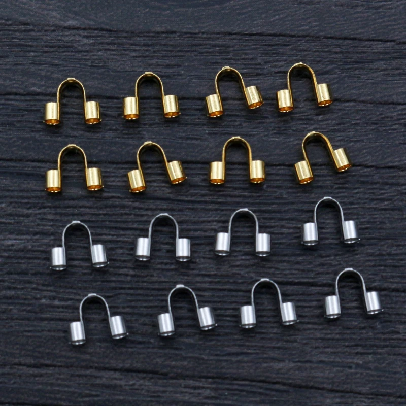 50pcs Stainless Steel Gold Color Wire Protectors Guard Guardian Protectors Loops U Shape Clasps Connector For Jewelry Making