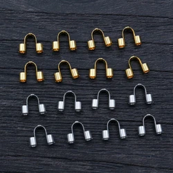 50pcs Stainless Steel Gold Color Wire Protectors Guard Guardian Protectors Loops U Shape Clasps Connector For Jewelry Making