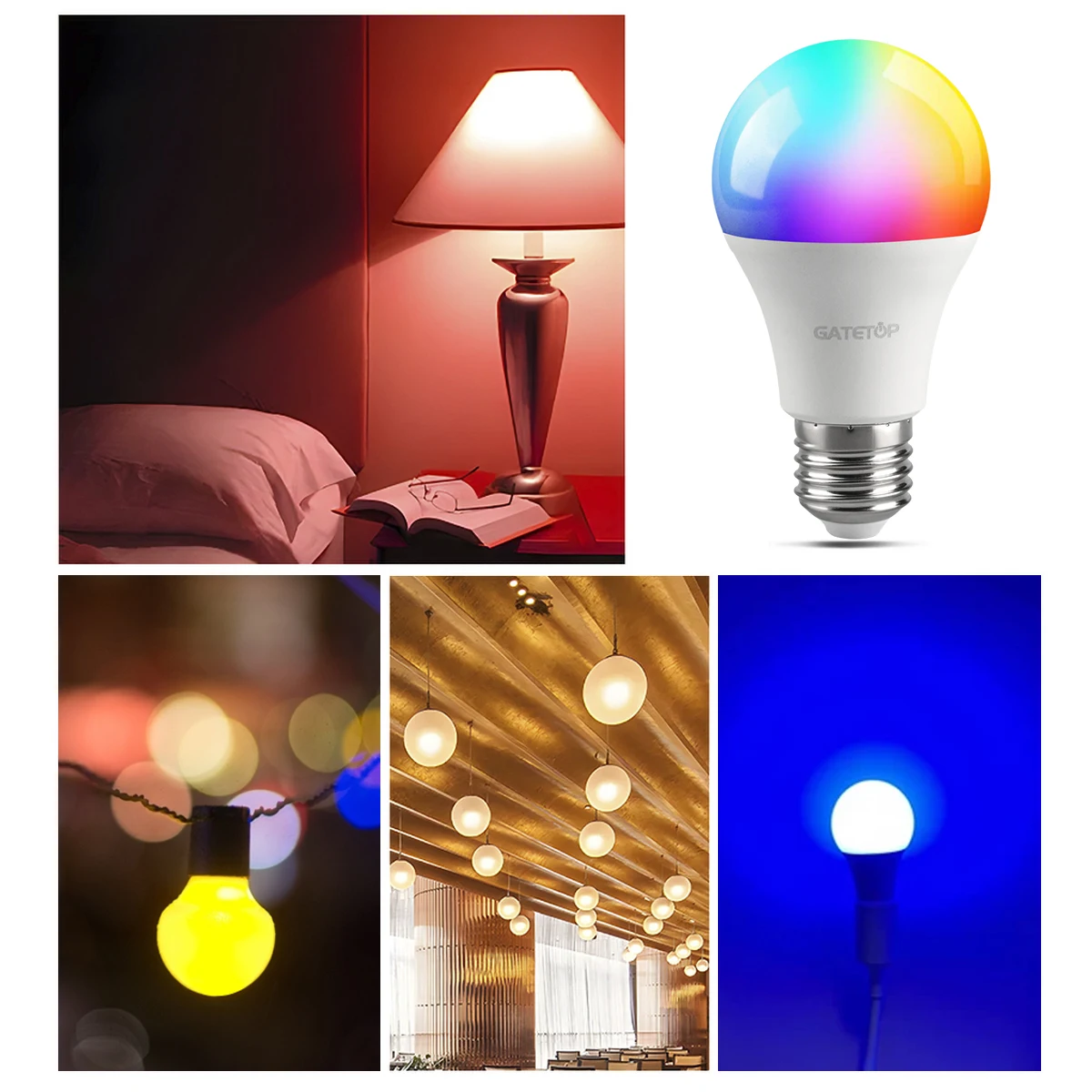 Lâmpada smart led rgb spotlight, lâmpada de decoração para casa, controle remoto, rgbw, e27, e14, gu10, b22, ac110, ac 220v, 6w, 10w