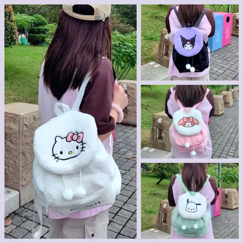 

Sanrio Kawaii детский рюкзак Hello Kittys повседневный школьный рюкзак модная My Melody мультфильм дорожный плюшевый флип большой вместительный рюкзак
