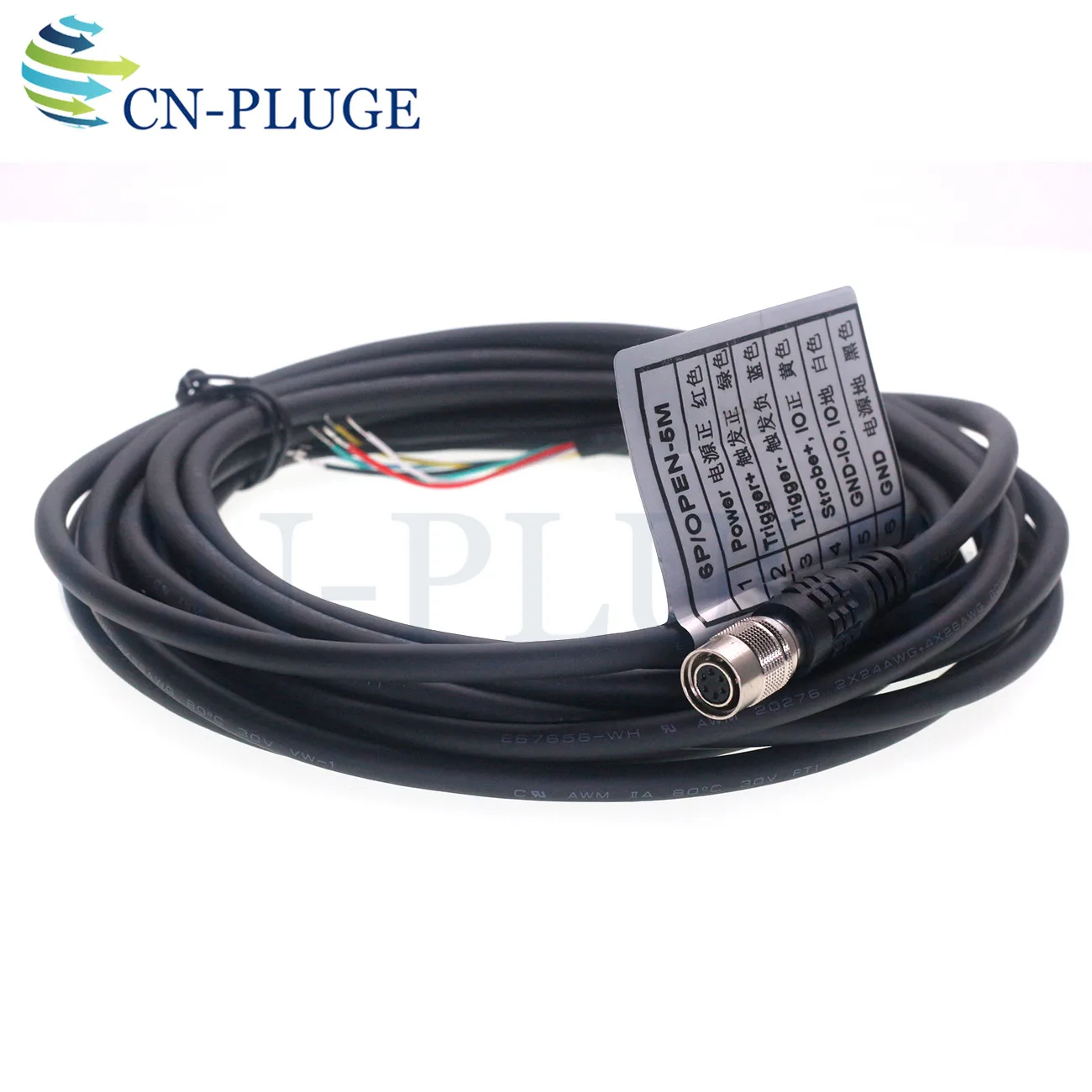 Basler GIGE AVT Industrial Camera CCD Power Input/Output Trigger Cable Injection Hirose 6-Pin Female HR10A-7P-6S Flying Lead 5M