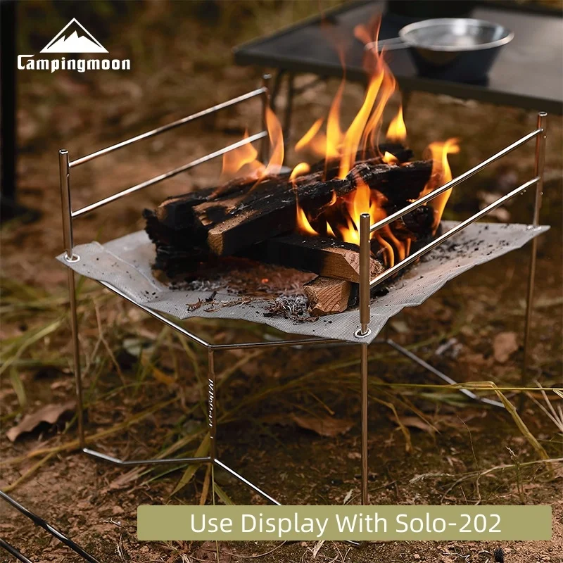 SOLO-303-TC Foldable Mesh Fire Pit Net Camping Mat Collapsing Stainless Steel Mesh Fireplace Patio Outdoor Heater Firepit Net