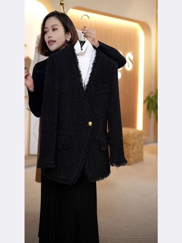 Ele Bla V-Ne Small Fraance Sle Jaet Damski Garnitur Formalny na Wczesną Jesień 2025 Nowy Elegancki Top Europejski Wysokiej Klasy...