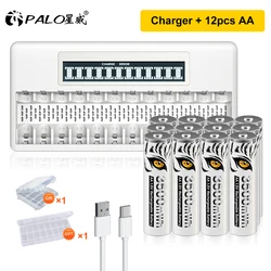 1.5V akumulator AA AAA Akumulatory litowo-jonowe AAA LR6 Akumulator litowo-jonowy + 12 gniazd 1.5V AAA AA ładowarka