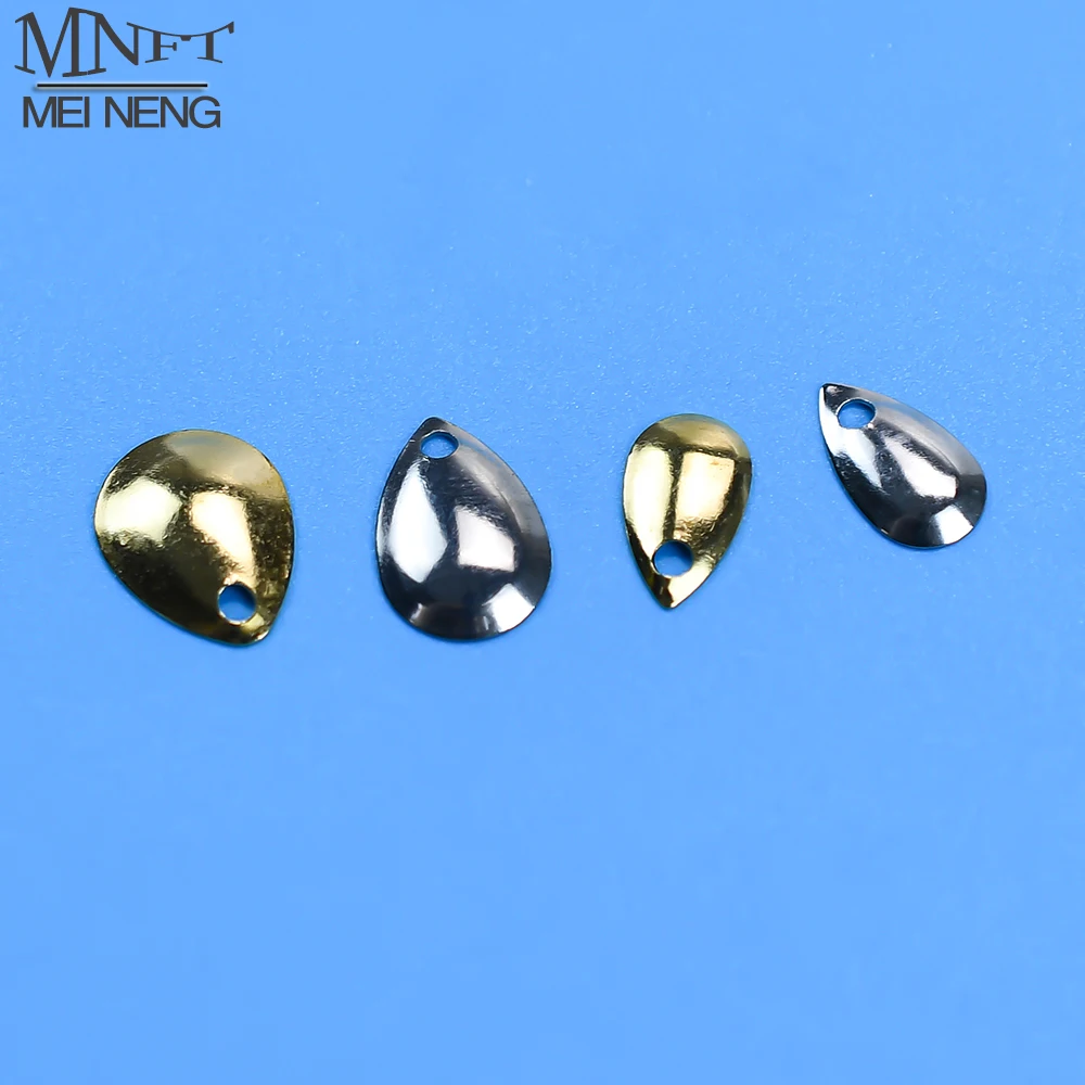 60Pcs Metal Drop Lure Bait Spinner Blades Smooth Hard Bait DIY Accessories Golden Silver Spinner Blades for Fishing Lures