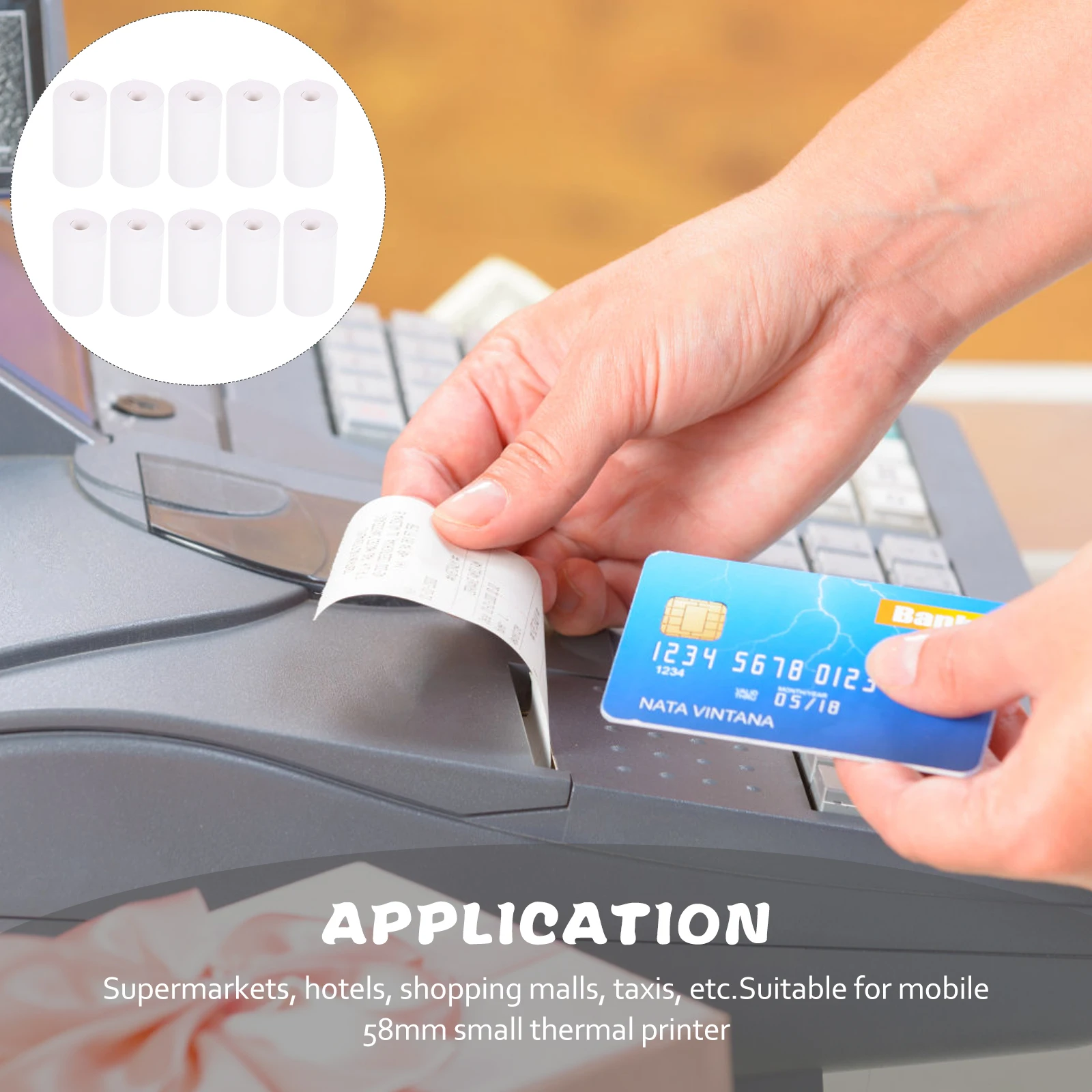 

10 Rolls Heat Sensitive Thermal Paper Receipt White Cash Register Portable Printer