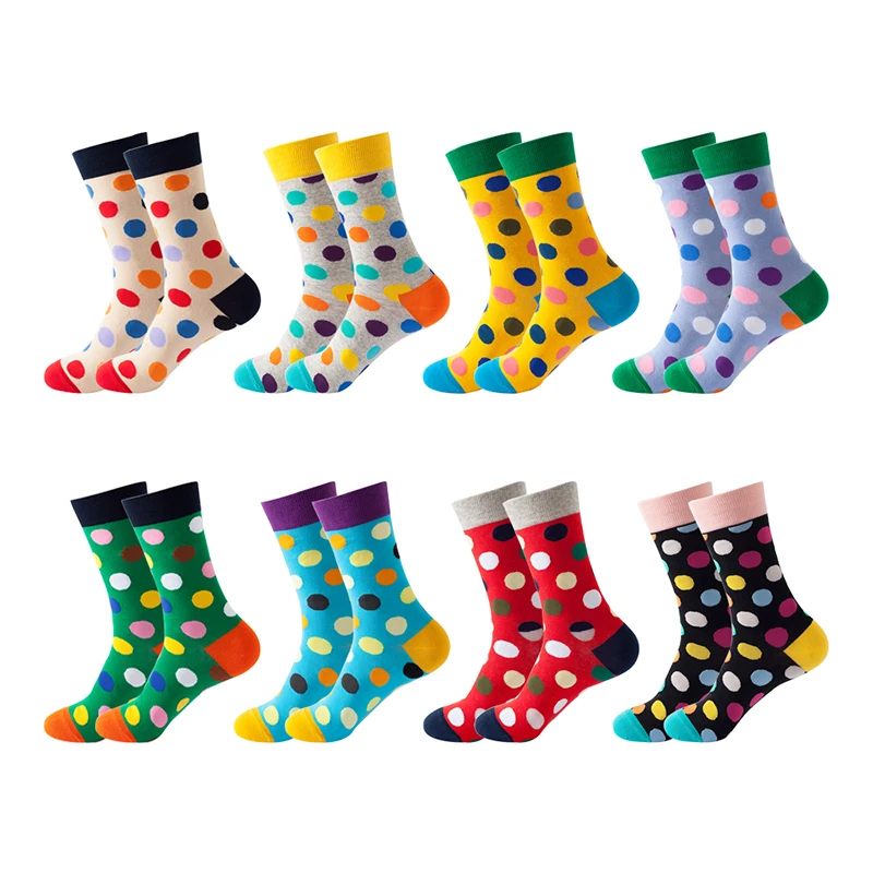 

Novelty Hot Sales Happy Men Business Socks Casual Funny Socks Personality Colorful Dot Hip Hop Women Breathable Short Crew Socks