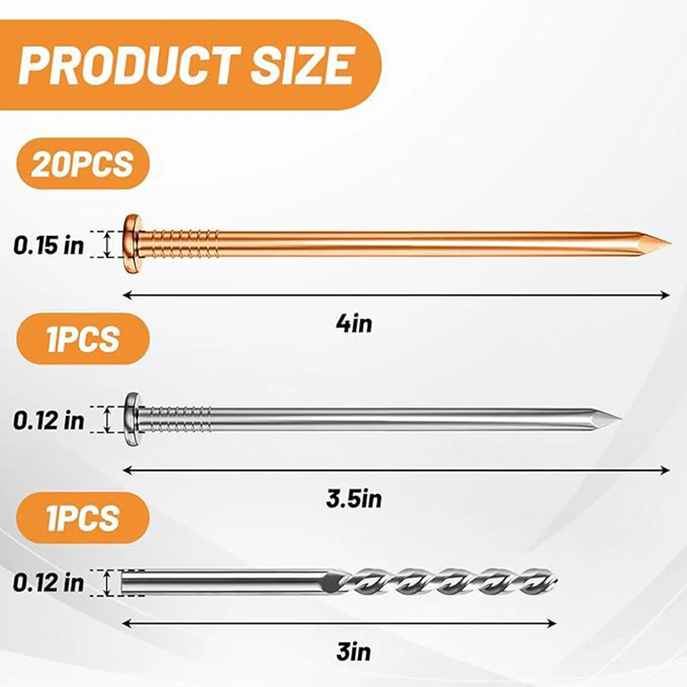 Set of Copper Nails 4 Inch for Tree Stump Removal with Deep Root Penetration and Environmentally Friendly Design
