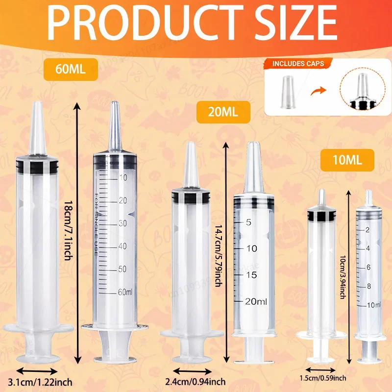 Bulk Pack 20-200Pcs Jello Shot Syringes Set 10/20/60ml Durable Liquid Shooters for Party Halloween Christmas Bachelorette