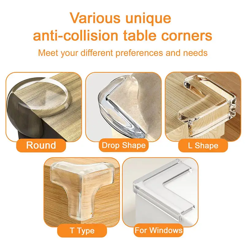 

10PCS Clear Anti-collision Corner Window Table Furniture Corner Protectors Soft Corner Sheathing Living Room Decor