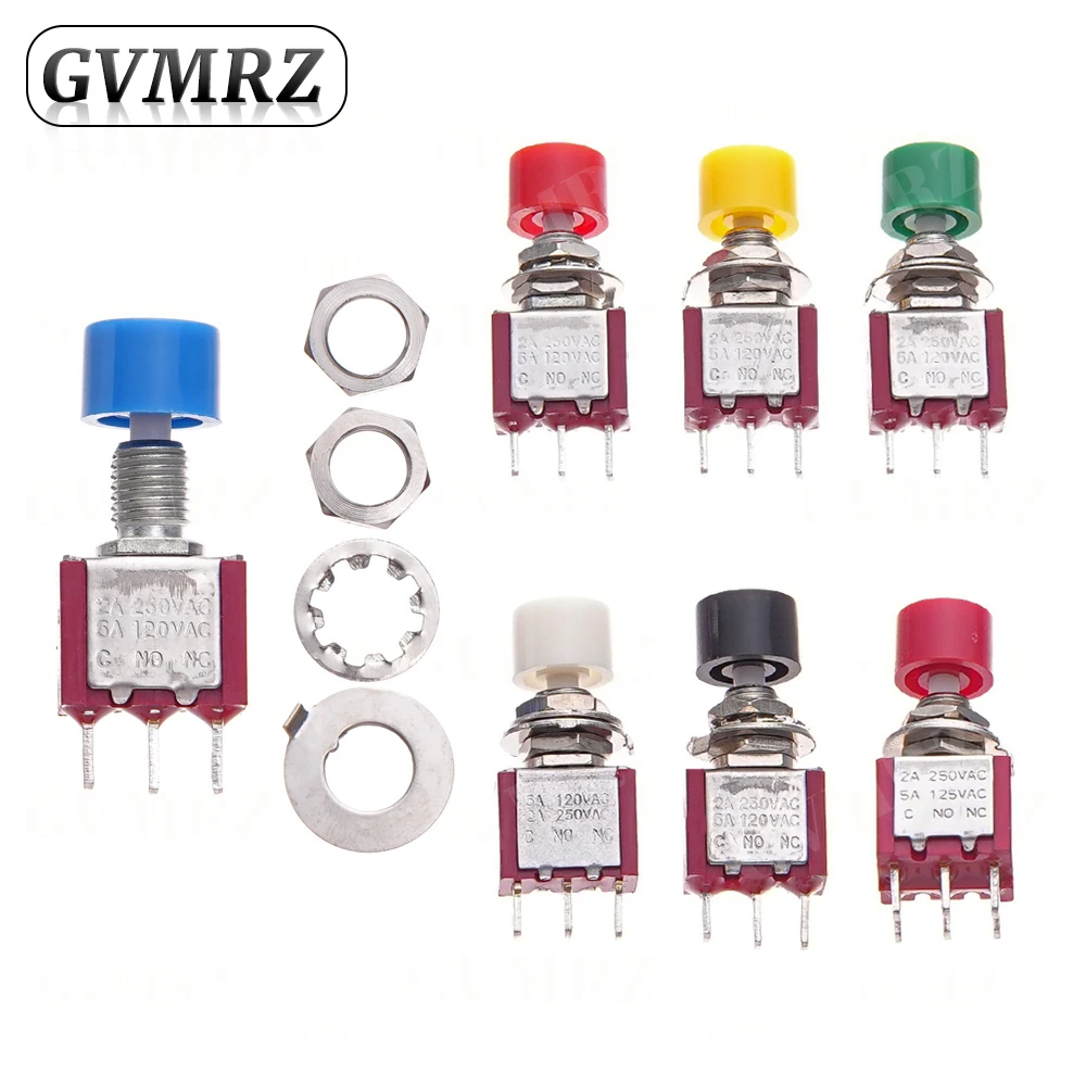 5PCS 3Pin 6Pin C-NO-NC 6MM Mini Momentary Automatic return Push Button Switch ON-(ON) 2A 250VAC/5A 120VAC