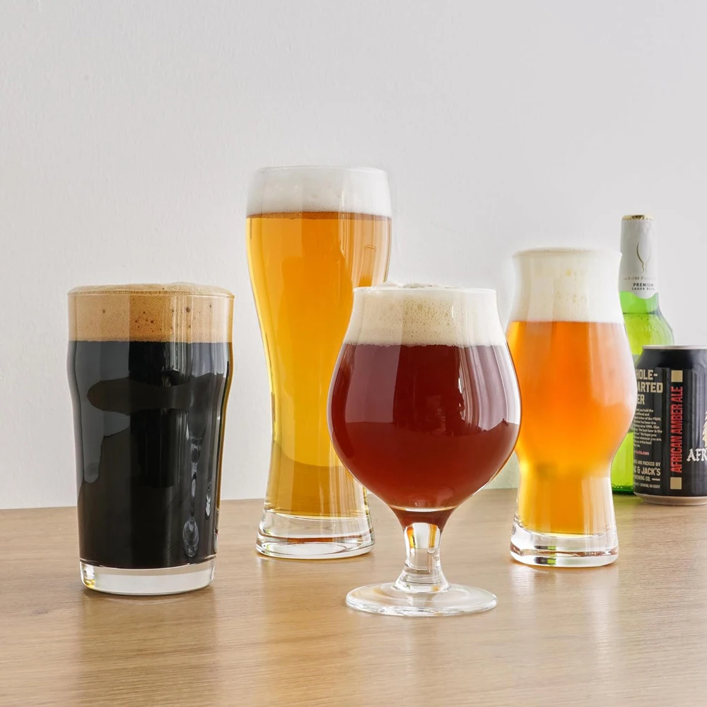 Beer Glasses Gift Set, Durable Clear Tasting Kit for IPA, Belgian Ales, Wheat Beers, Stouts, Porters, Perfect for Beer Lovers