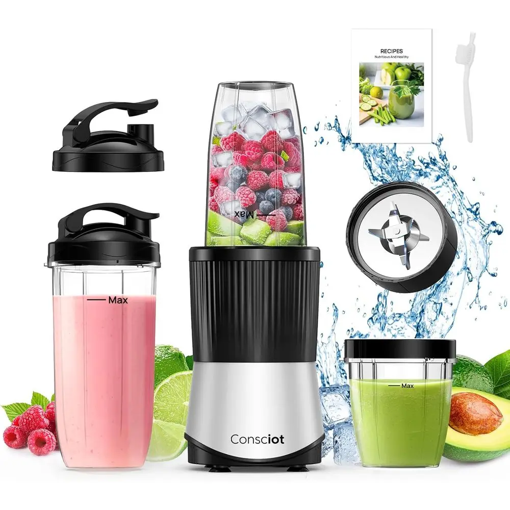 11-Piece Blender, Kitchen and Personal Size, Blend Shakes, Smoothies, Frozen Drinks, Baby Food, Spreads & More, 3 Portable To-Go