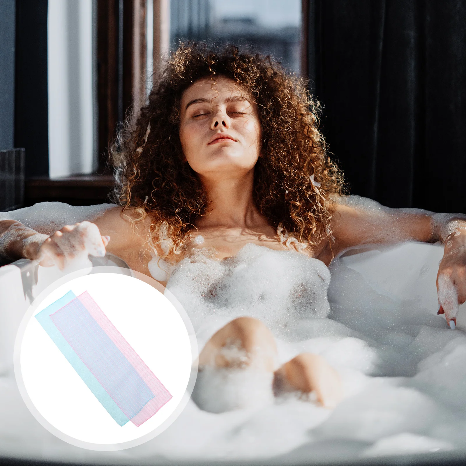 2 قطعة منشفة حمام طويلة لتقشير الظهر من النايلون للاستحمام والرقبة والجسم متينة ومريحة وناعمة وخفيفة الوزن منشفة استحمام خلفية #2