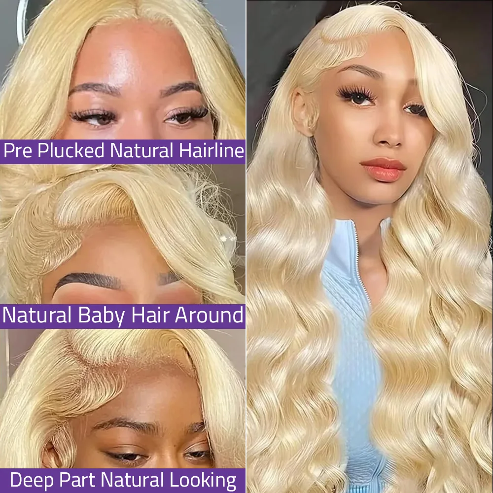 Wig Rambut Gelombang Tubuh Pirang 613 Pra Dipetik 34 36 Inci 100% Wig Rambut Manusia 13X4 13X6 HD Wig Frontal Renda Transparan dengan Kepadatan 200%