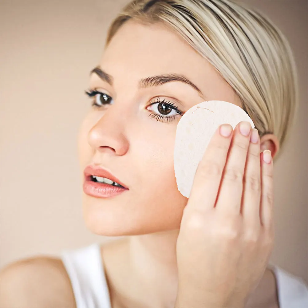 

20 Pcs Pink Round Wood Pulp Cotton Face Pads 60mm 8mm Thick Makeup Remover Cleansing Skincare Tool Portable Facial Wipes