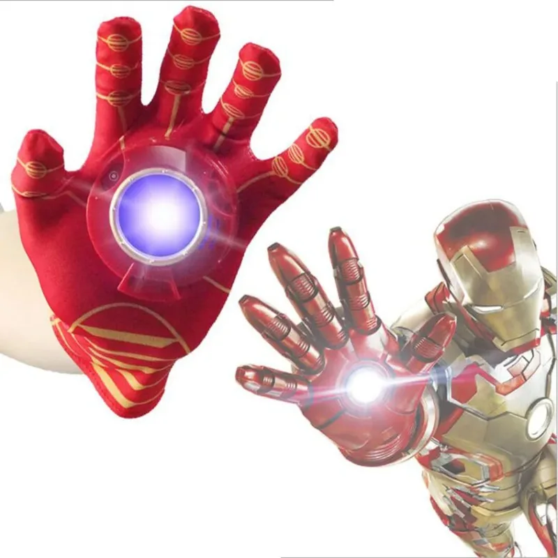 Cosplay Super Hero Iron Hero Handschoenen Action Figure Superheld LED Licht Flash Sound Handschoen Emitter Kids Gift Kostuum Party Speelgoed