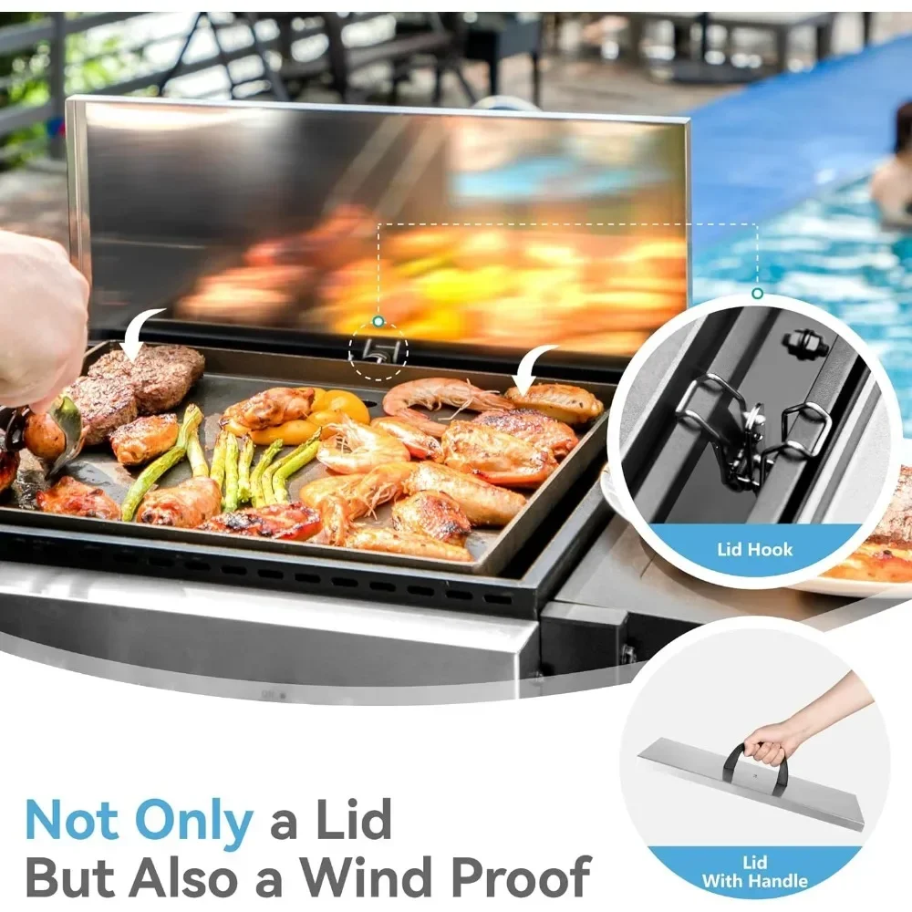 2 in 1 Propangas-Grill mit Gusseisen platte, 2-Flammen-Flachgrill, 20.000 BTU Leistung kleiner Grill, Camping